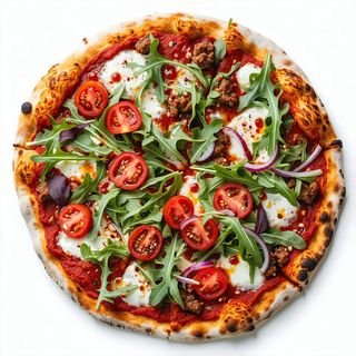 Pizza kebab con verdure fresche