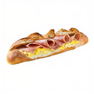 Baguette De Tortilla De Jamón De York Y Queso Edam