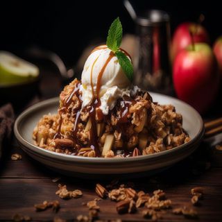 crujientes con manzanas acarameladas y helado vegano