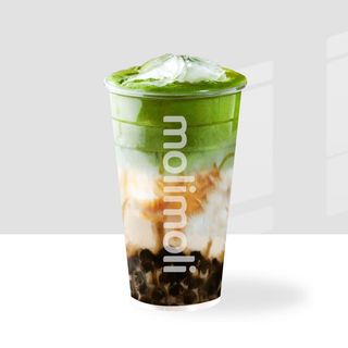 Latte al matcha e caramello