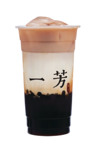 Té nero al latte con zucchero di canna e boba