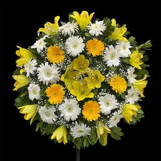 Coroa em tons de branco e amarelo 