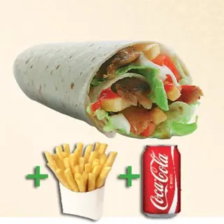 Burrito + patatas fritas + bebida (330 ml.)