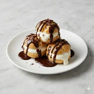 Profiteroles al cioccolato e panna 3 palline