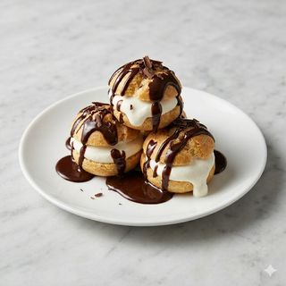 Profiteroles al cioccolato e panna 3 palline