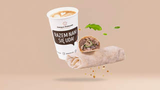 Wrap po azjatycku z szarpaną wołowiną + kawa