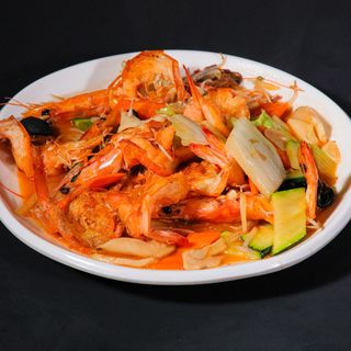 Gamberoni con verdure