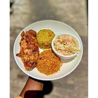 Fried rice, Turkey, Coleslaw or plantain