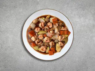 Gambas con Salsa de Ostras