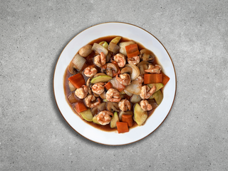 Gambas con Salsa de Ostras