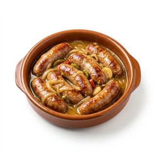 Ración De Salchichas Al Vino Blanco De Solera