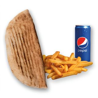 Rollo Kebab samo mięso (średnie), frytki, Pepsi 0.33l