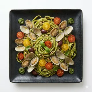 Tagliatelle Pesto E Vongole