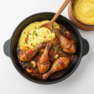 Pulpe de pui la ceaun cu mamaliguta