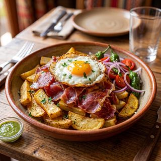 Plato De Huevo, Jamón Y Patatas