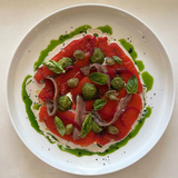 Запечені перці, соус тонато, анчоуси 