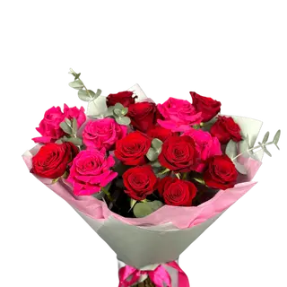Buchet de trandafiri rosii si roz