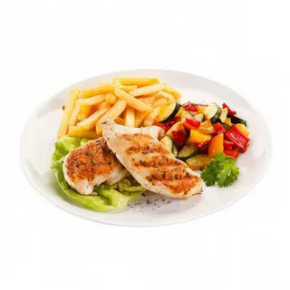 Filete De Pollo Con Patatas Fritas