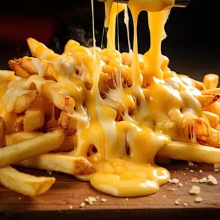PAPAS FRITAS CON CHEDDAR Y BACON