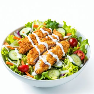 Ensalada De Pollo Crujiente Y Salsa De Yogur