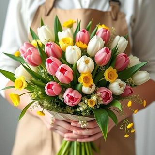 Ramo M variado de tulipanes , combinados 