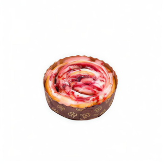 Pastry roll with strawberry and lemon-flavoured cream cheese glaze