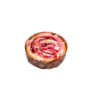 Pastry roll with strawberry and lemon-flavoured cream cheese glaze