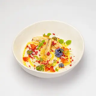 Рисовая каша с заварным манго и карамелезованным бананом
