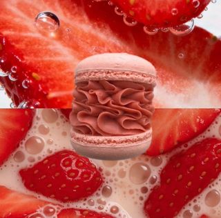 Макарон полуничний мілкшейк