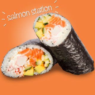 Sushi burrito salmon station