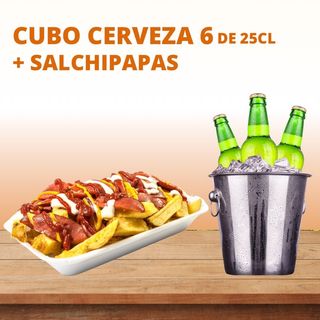 6 cervezas de 25cl + Salchipapas 