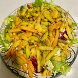 Verduras rebozadas con miel de flor de caña