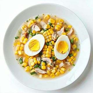 Zuppa di mais pollo, mais, uova