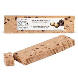 Turrón Cremoso de Almendra de Macadamia Caramelizada y Chocolate Vicens Tabla 300 Gr.