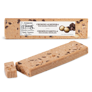 Turrón Cremoso de Almendra de Macadamia Caramelizada y Chocolate Vicens Tabla 300 Gr.