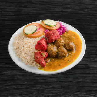 Albóndigas Con 3 Tikka, Arroz y Ensalda