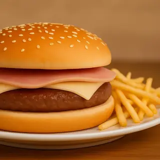Hamburguesa mixta de pollo con patatas