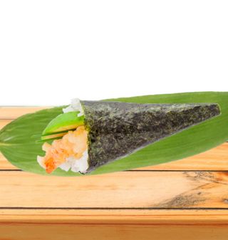 33. temaki de tempura langostinos (1 pz.)
