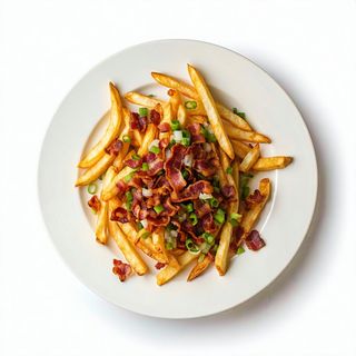 Patatine fritte con bacone e cipolle