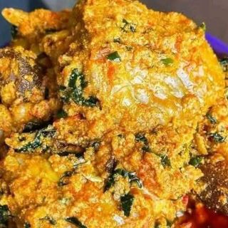 Egusi mixed with turkey meat