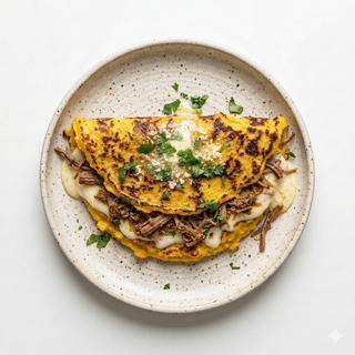 Cachapa de queso y carne mechada