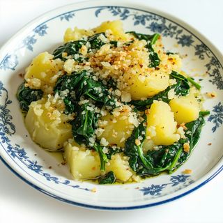 Cartofi zdrobiti cu spanac si usturoi