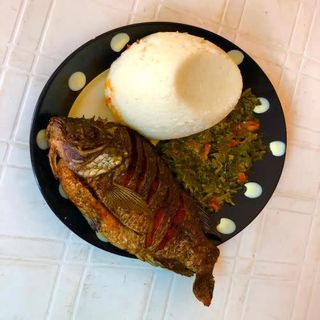 Half Tilapia Fish Deep Fry With Ugali