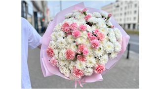 Bukiet goździków i chryzantem