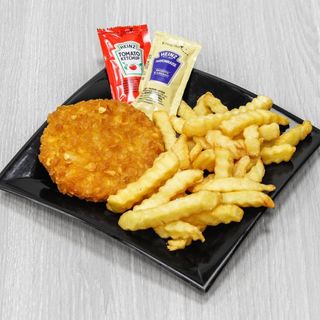 Cotoletta di pollo panatura Corn flakes con patatine fritte