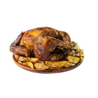 Pollo asado con patatas fritas 