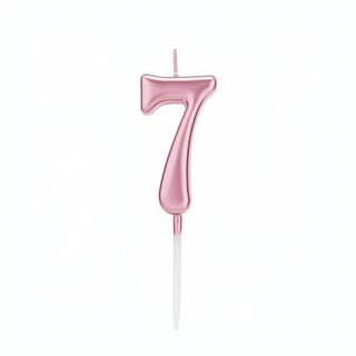 Vela número "7" rosa