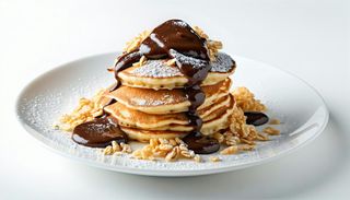 Pancake con Nutella e riso soffiato