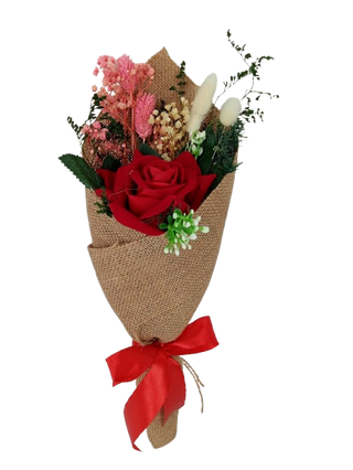 Cornet 1 Rose Artificiel Rouge