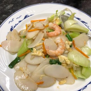 Pasta De Arroz Frita Con Gambas